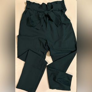 GRACE KARIN Women's Slim Casual Cropped Paper Bag Waist Pants with Pockets